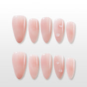 Charmeenail nude pink press on nails, glossy almond shape natural look
