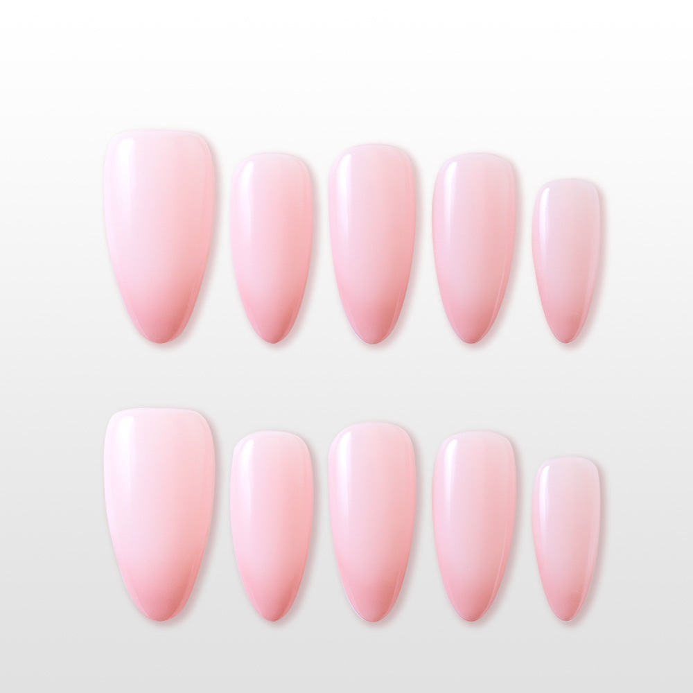 Charmeenail pink ombre press on nails, glossy almond shape, handmade