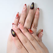 Charmeenail luxury acrylic nails featuring nude base, animal print and 3D flowers