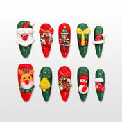 Charmeenail Christmas press on nails with 3D Santa, reindeer, and snowman