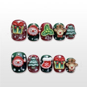 Christmas press on nails with 3D Santa, reindeer, gift boxes, and Christmas trees
