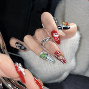Charmeenail holiday nails with Christmas gift and Santa Claus design