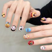 Creepy 3D Halloween nails with spider webs, eyes, and skull pumpkin