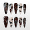 Handmade black and red press on nails with 3D blood drip and gothic skull design