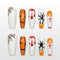 Handmade white and orange Halloween press on nails with spider, blood drip and web design