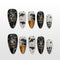 Handmade black and white Halloween press on nails with pumpkin, bat and spiderweb design