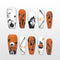 Handmade orange and white Halloween press on nails with pumpkin, spiderweb and ghost design