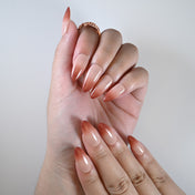 Reusable nude brown gradient press on nails, everyday office manicure