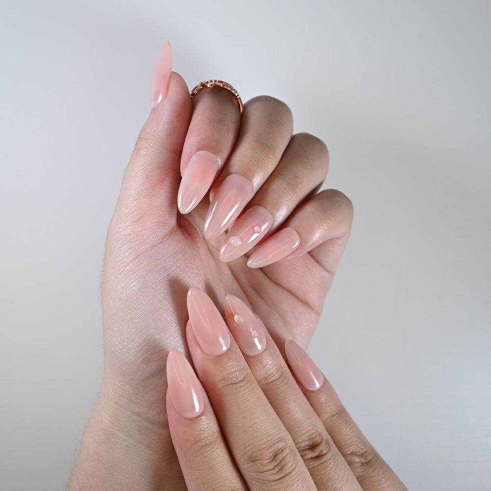Handmade gradient nude pink press on nails, reusable salon quality