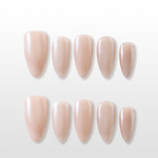 Charmeenail nude beige press on nails, glossy almond shape, natural manicure