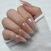 Milk tea nude handmade press on nails, salon quality
