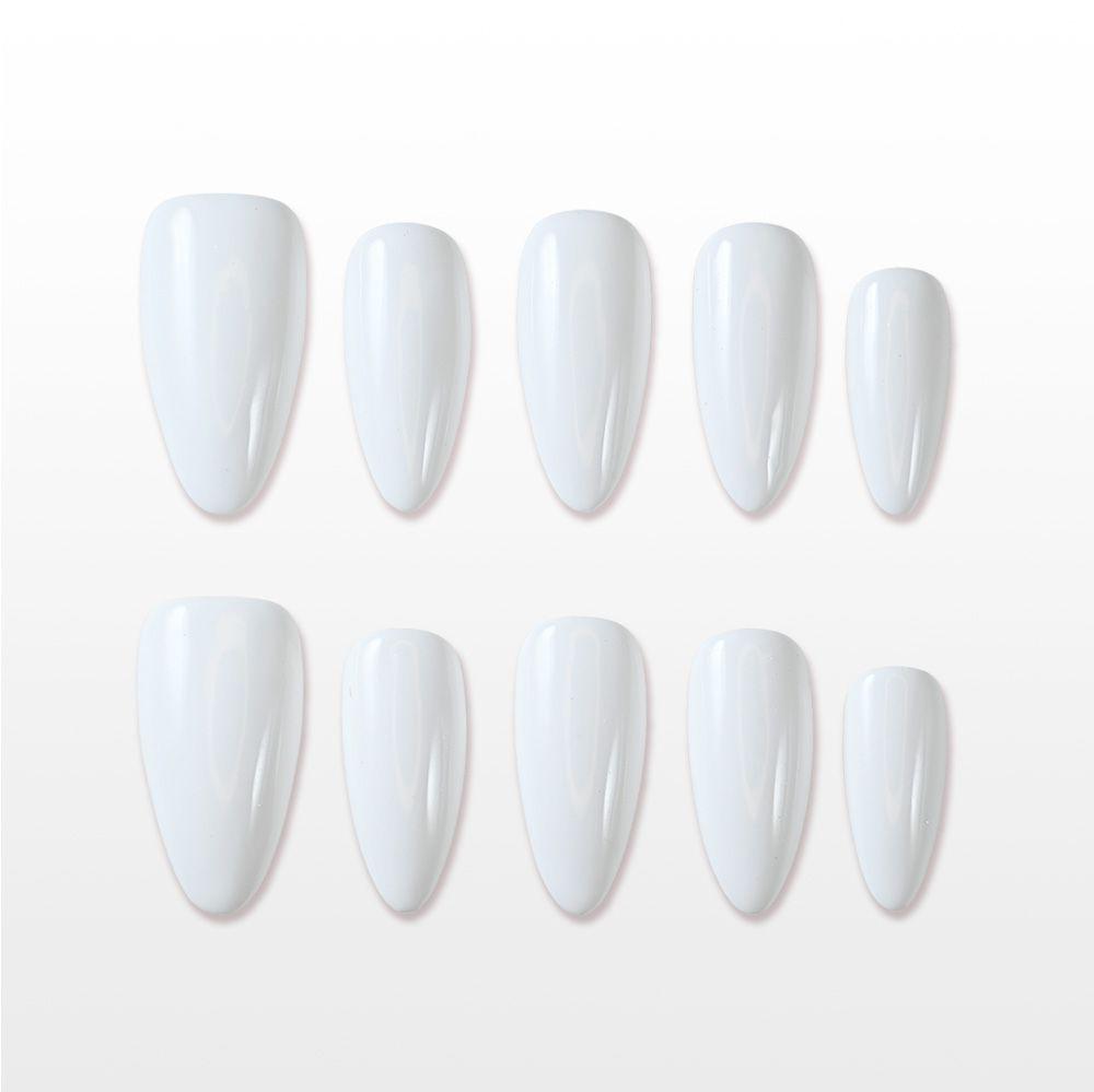 Pure white handmade press on nails, reusable salon quality manicure
