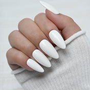 Charmeenail white press on nails, medium almond glossy finish