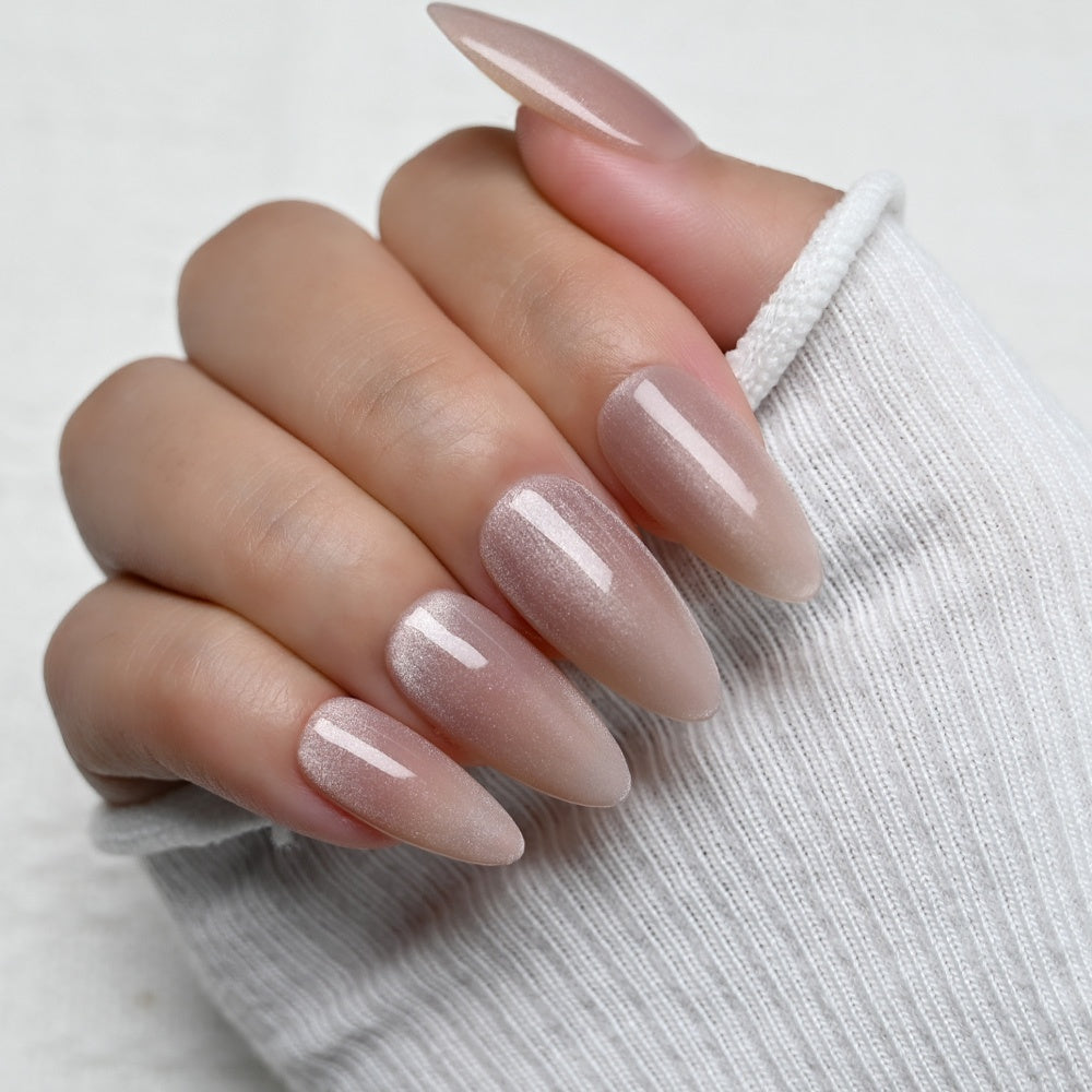Charmeenail simple nude press on nails with shiny finish, elegant everyday style