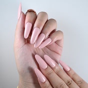 Charmeenail simple pink press on nails, glossy nude design for daily wear