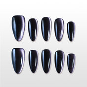 Charmeenail black cat eye press on nails, glossy magnetic shimmer design