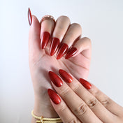Reusable red glitter press on nails, sturdy and elegant look