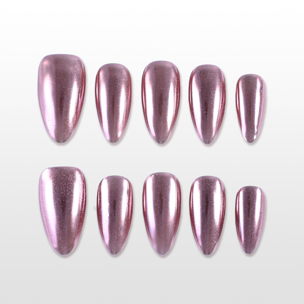 Metallic rose gold press on nails, handmade salon quality, reusable