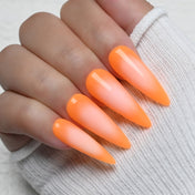 Charmeenail orange ombre press on nails, glossy long stiletto shape