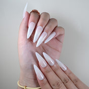 Reusable white press on nails, simple chic manicure for wedding or daily