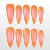 Bright orange press on nails, handmade reusable salon quality manicure