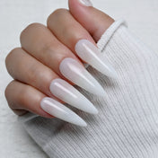 Charmeenail pure white press on nails, glossy long stiletto shape