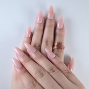 Glossy nude pink jelly nails, salon quality, easy to apply