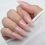 Charmeenail nude pink jelly press on nails, glossy almond shape