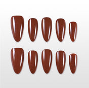 Handmade cocoa almond nails for autumn everyday wear