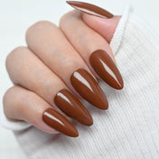 Charmeenail chocolate brown press on nails, glossy finish