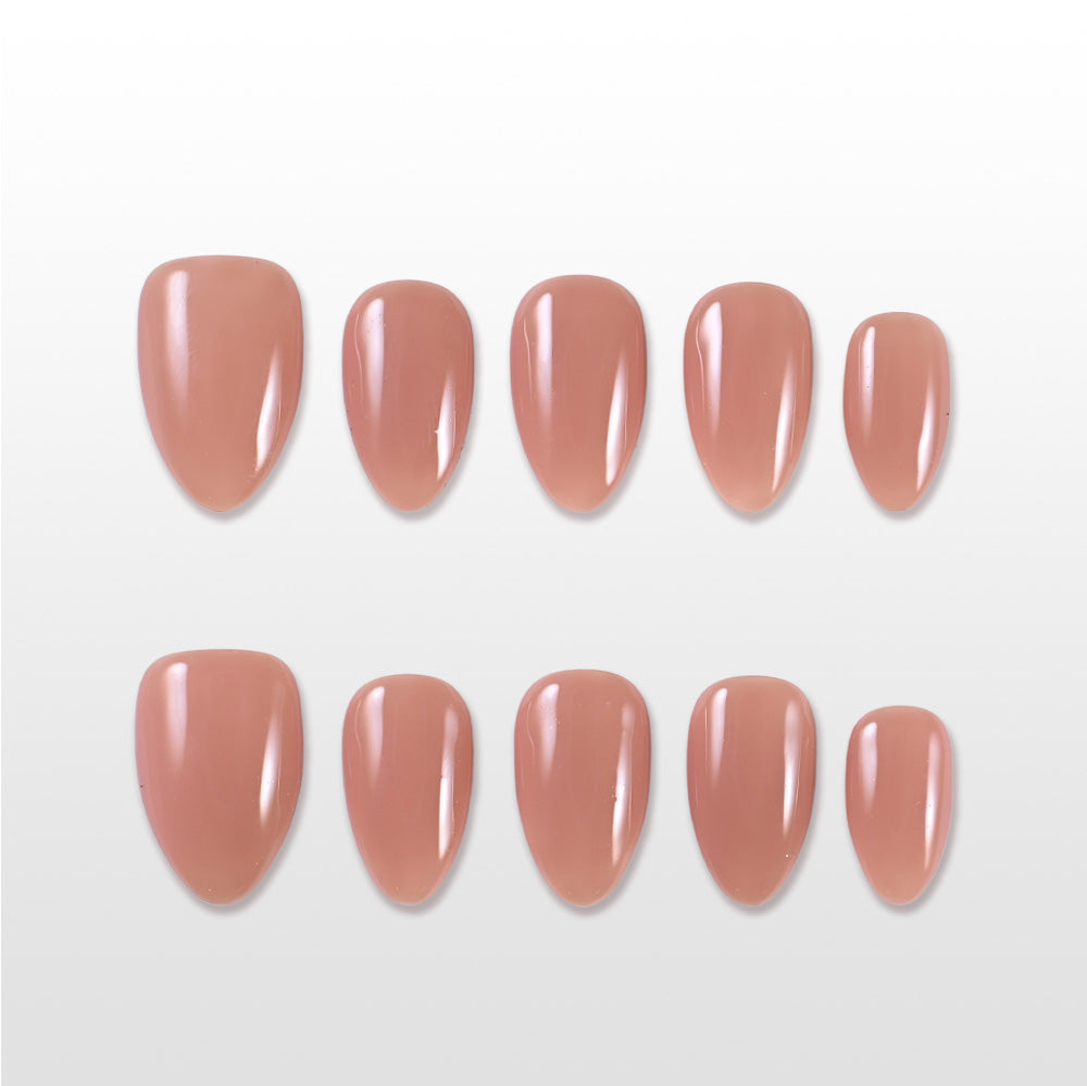 Handmade coffee nude press on nails, natural everyday style