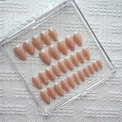 Charmeenail nude beige press on nails, natural almond shape